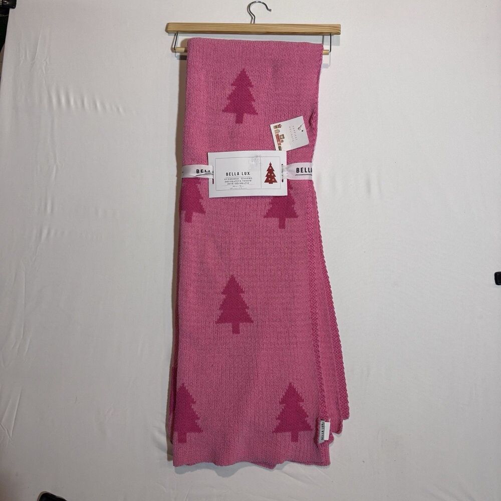 Oversized Decorative Throw Blanket , Pink Christmas Tree Patterned Size 50x70 - Picture 5 of 6